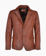 Men's Leather Blazer Tan Newark