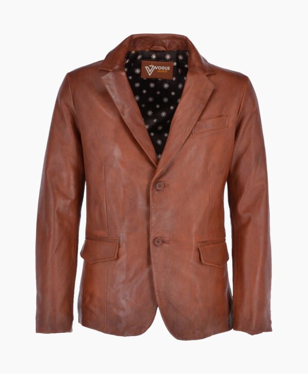 Men's Leather Blazer Tan Newark