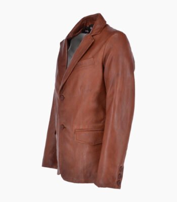Men's Leather Blazer Tan Newark