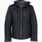 Men's Leather Hooded Jacket Black Lexington