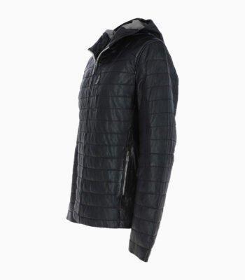 Men's Leather Hooded Jacket Black Lexington