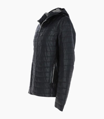 Men's Leather Hooded Jacket Black Lexington