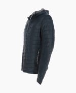 Men's Leather Hooded Jacket Navy Lexington