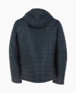 Men's Leather Hooded Jacket Navy Lexington