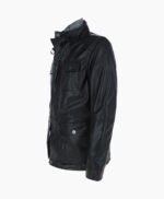 Men's Leather Jacket Detachable Collar Black Orlando