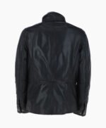 Men's Leather Jacket Detachable Collar Black Orlando