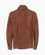 Men's Leather Jacket Detachable Collar Brown Orlando