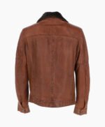 Men's Leather Jacket Detachable Collar Brown Stockton