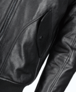Men's Leather Jacket Shearling Collar Black Buffalo
