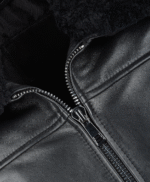 Men's Leather Jacket Shearling Collar Black Buffalo