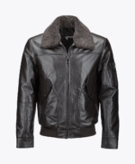Men's Leather Jacket Shearling Collar Brown Buffalo