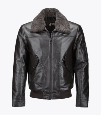 Men's Leather Jacket Shearling Collar Brown Buffalo