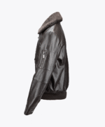 Men's Leather Jacket Shearling Collar Brown Buffalo