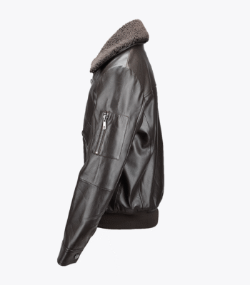 Men's Leather Jacket Shearling Collar Brown Buffalo