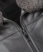 Men's Leather Jacket Shearling Collar Brown Buffalo