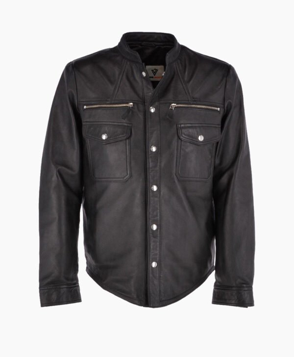 Men's Leather Shirt Black Chandler