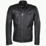 Men's Full Grain Leather Jacket Black Columbus