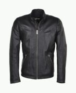 Men's Full Grain Leather Jacket Black Columbus