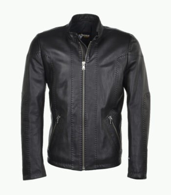 Men's Full Grain Leather Jacket Black Columbus