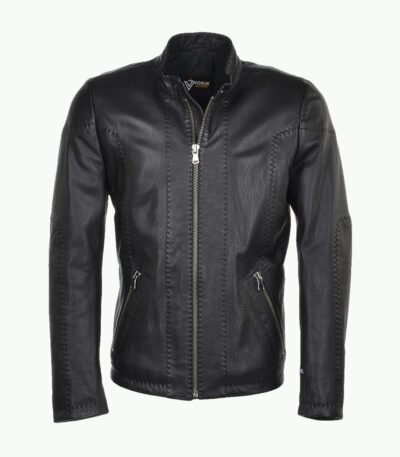 Men's Full Grain Leather Jacket Black Columbus