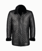 Men's Lambskin and Sheepskin Coat Black Akron