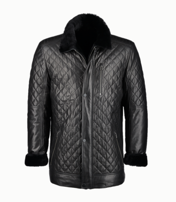 Men's Lambskin and Sheepskin Coat Black Akron