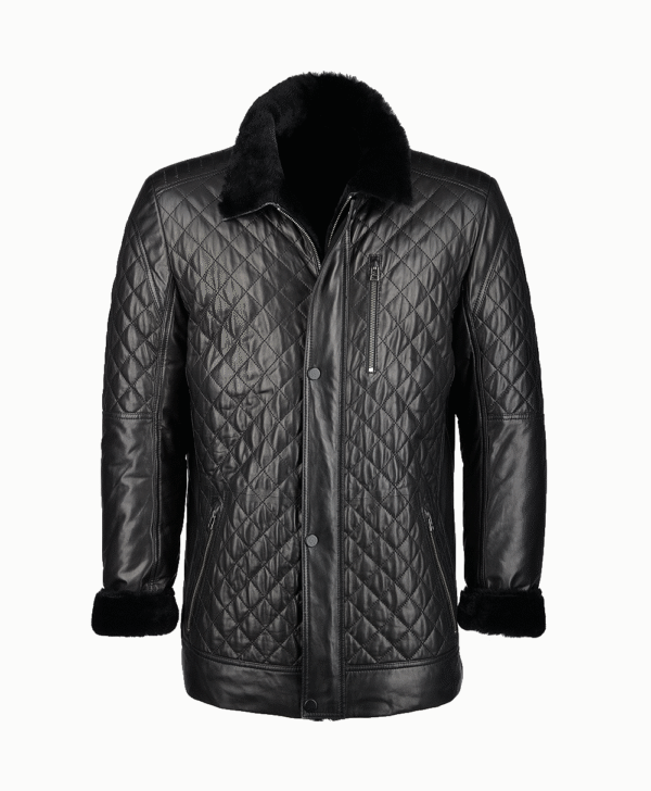 Men's Lambskin and Sheepskin Coat Black Akron