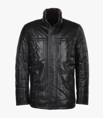 Men's Lambskin and Sheepskin Coat Black Laredo