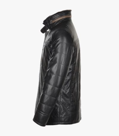 Men's Lambskin and Sheepskin Coat Black Laredo