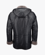 Men's Lambskin and Sheepskin Hooded Jacket Black Amarillo