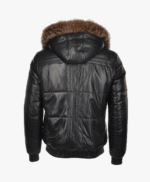 Men's Lambskin and Sheepskin Hooded Jacket Black Aspen