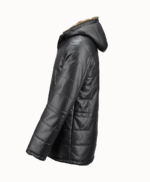 Men's Lambskin and Sheepskin Hooded Jacket Black Tampa