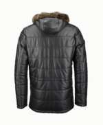 Men's Lambskin and Sheepskin Hooded Jacket Black Tampa