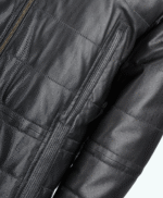 Men's Lambskin and Sheepskin Hooded Jacket Black Tampa