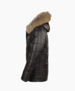 Men's Lambskin and Sheepskin Hooded Jacket Brown Moline