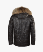 Men's Lambskin and Sheepskin Hooded Jacket Brown Moline