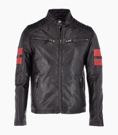 Men's Leather Biker Jacket Black Gilbert