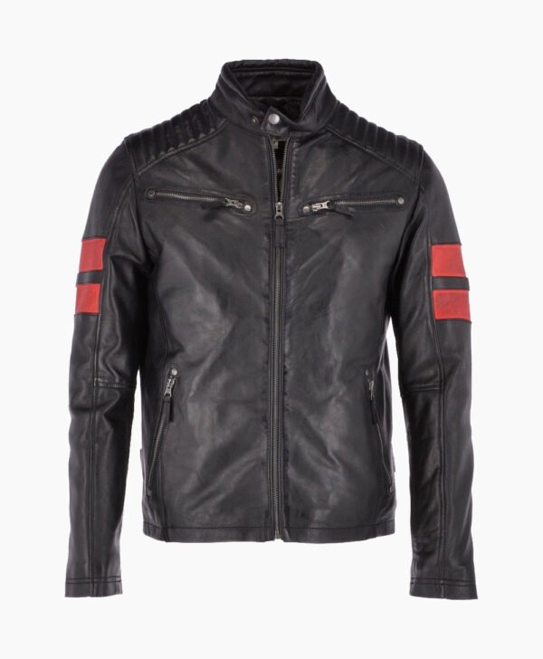 Men's Leather Biker Jacket Black Gilbert