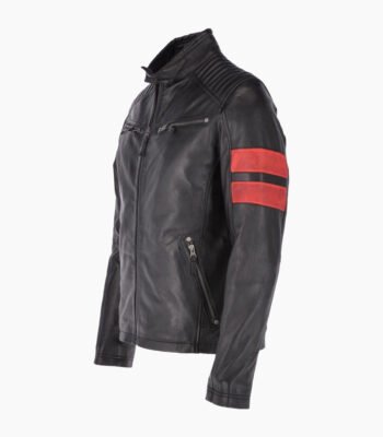 Men's Leather Biker Jacket Black Gilbert