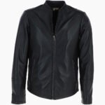 Men's Leather Biker Jacket Black Moreno