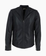 Men's Leather Biker Jacket Black Moreno