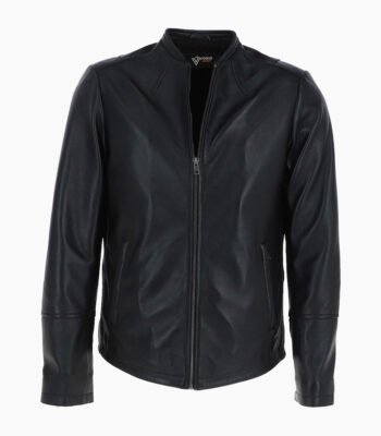 Men's Leather Biker Jacket Black Moreno