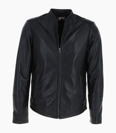 Men's Leather Biker Jacket Black Moreno