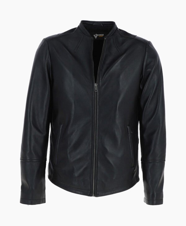 Men's Leather Biker Jacket Black Moreno
