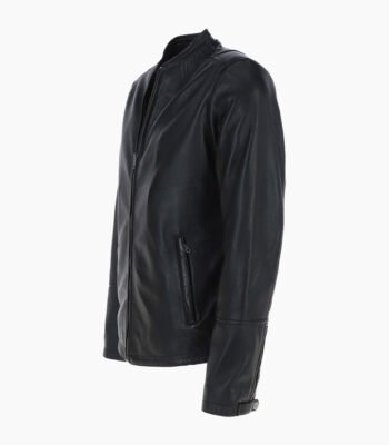 Men's Leather Biker Jacket Black Moreno