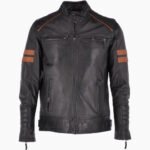 Men's Leather Biker Jacket Black Norfolk