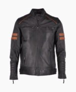 Men's Leather Biker Jacket Black Norfolk