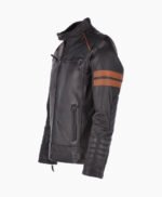 Men's Leather Biker Jacket Black Norfolk