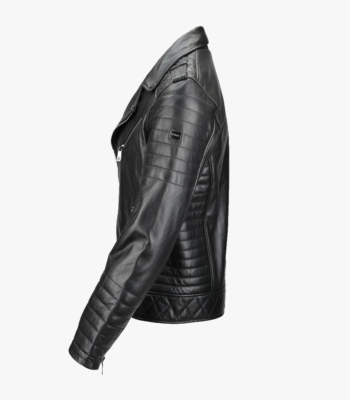 Men's Leather Biker Jacket Black Olympia