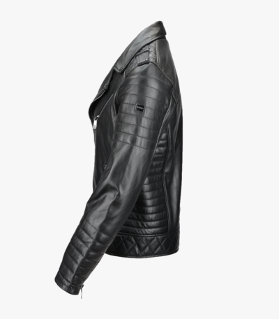 Men's Leather Biker Jacket Black Olympia